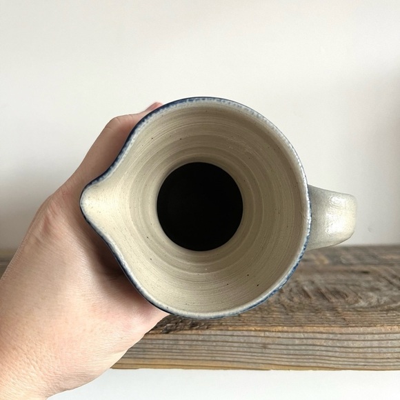 Art Pottery pitcher blue ivory glaze - Picture 3 of 5